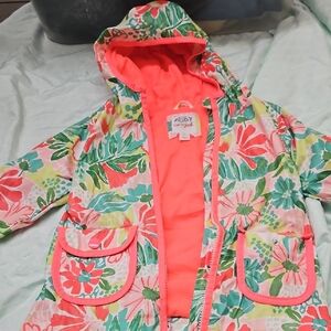 Cat & Jack Floral Raincoat - Pink and Green